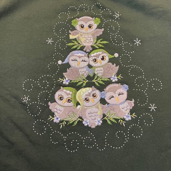 Christmas Granny Sweater Winter Owls XL NEW - Picture 2 of 4